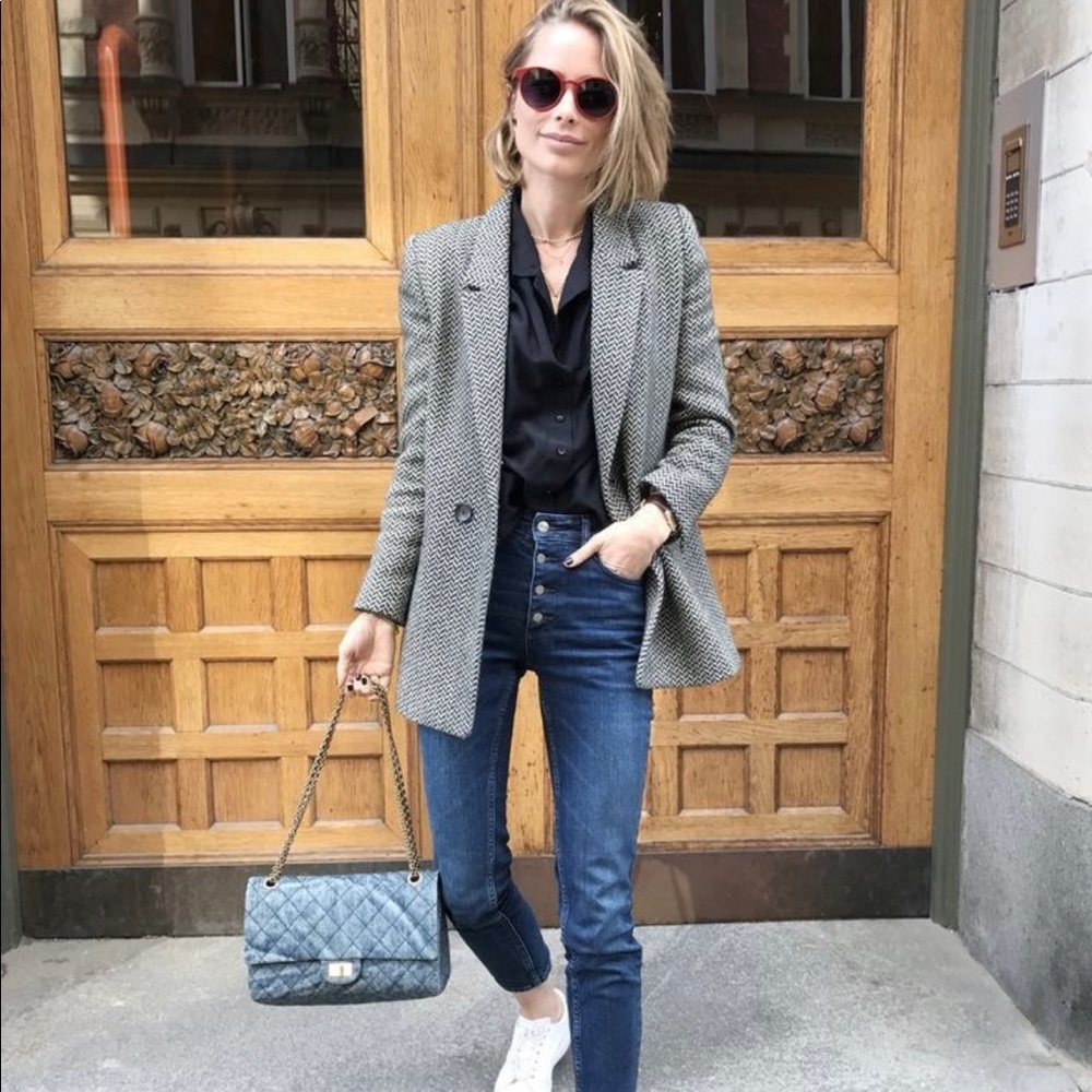 Anine Bing Madeline Fishbone Blazer - Size Large